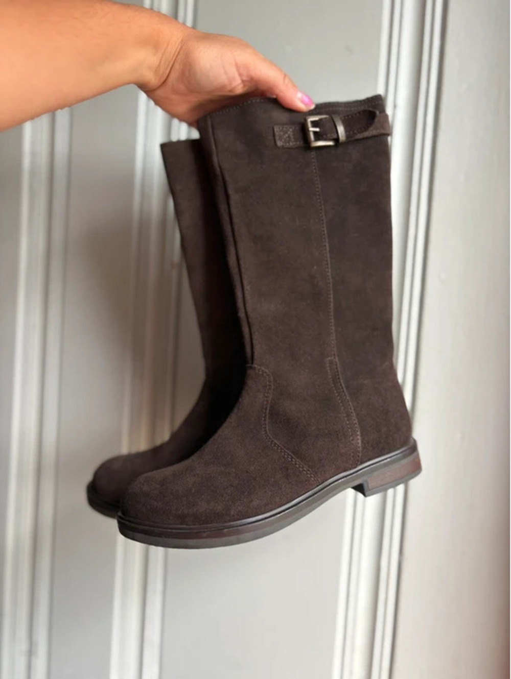 1Y Suede Tall Chocolate Brown Lands’ End Boots